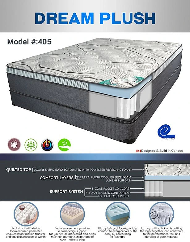Dream Plush Queen Mattress by Meuble Divino, showcasing a soft, plush surface with a supportive mattress design.