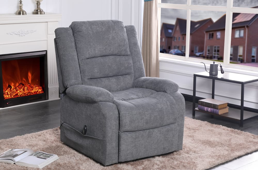 soft charcoal chenille linen power lift recliner chair