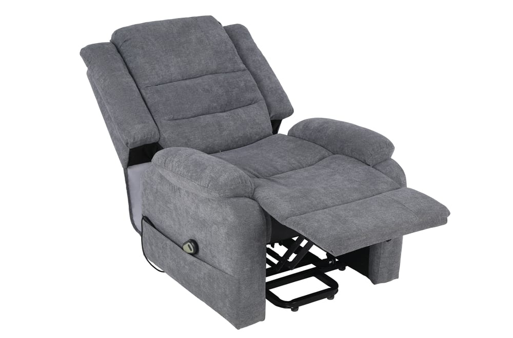 soft charcoal chenille linen power lift recliner chair