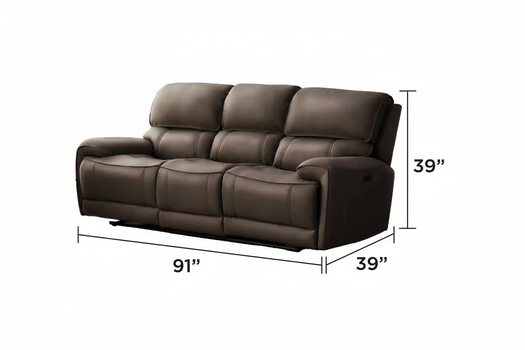 Modern reclining sofa by Meuble Divino, showing plush fabric upholstery and adjustable backrest in a contemporary living room setting.