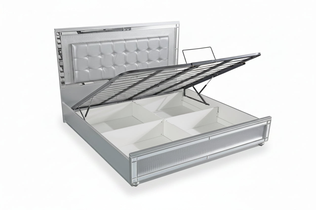 Elegante Recámara Queen – Plateado