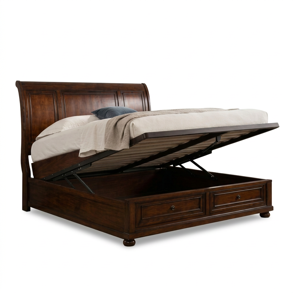 Ensemble de chambre à coucher Queen Baltimore-Noyer avec lit de rangement