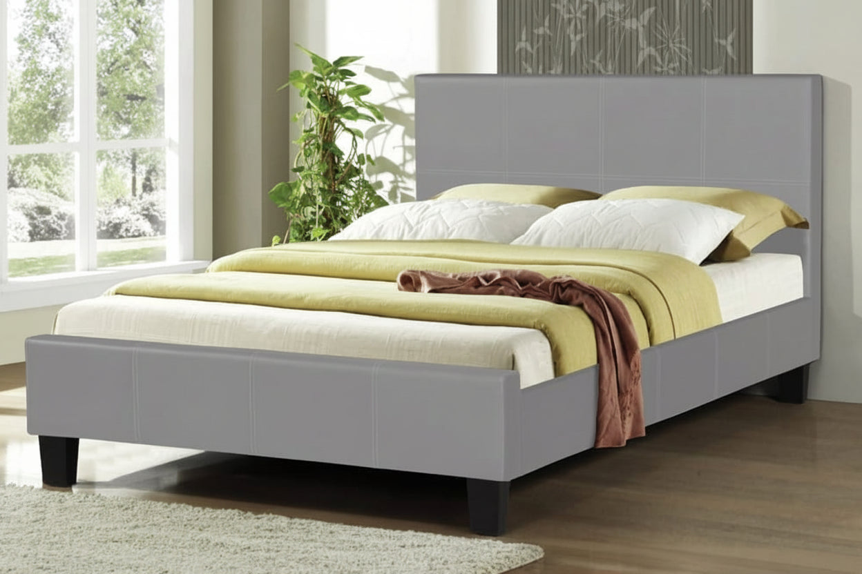 Meuble Divino Valen platform bed with a sleek wooden frame and modern design, shown in a stylish bedroom setting.