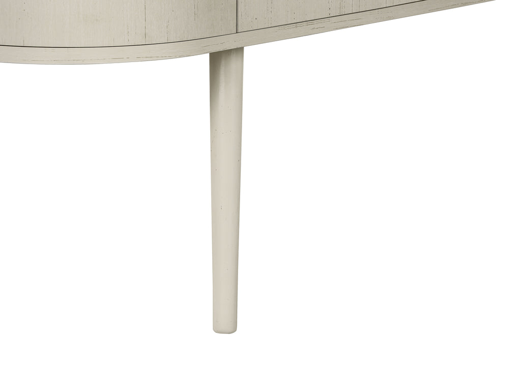 72-inch antique white TV stand with 4 doors and mid-century modern design.