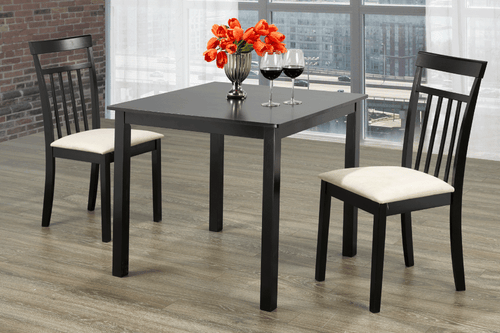 Classic 3-piece dining set with cappuccino finish and beige padded seats