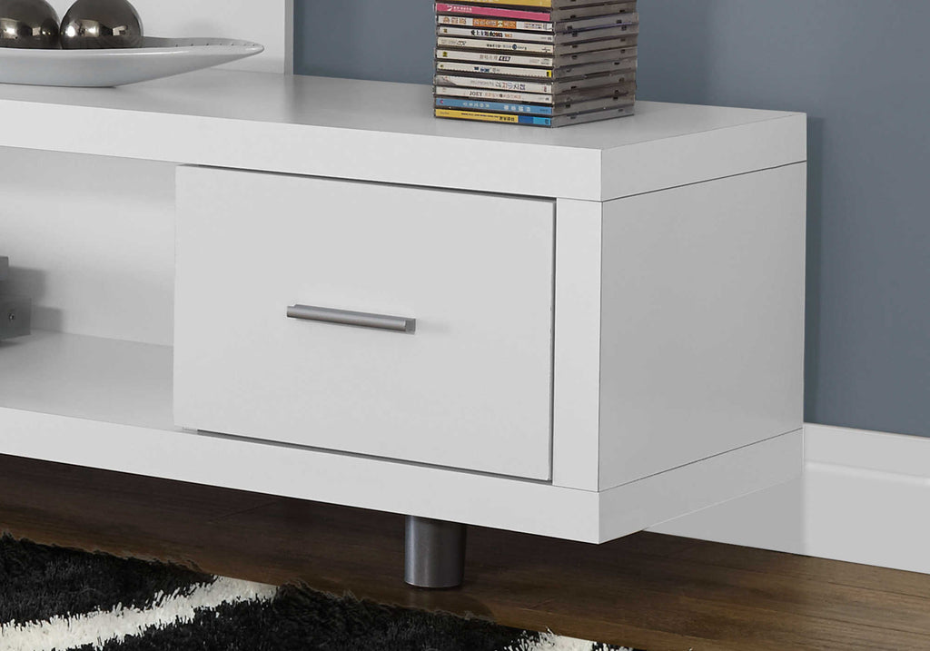 60” TV Stand with Drawer and Open Shelves — White