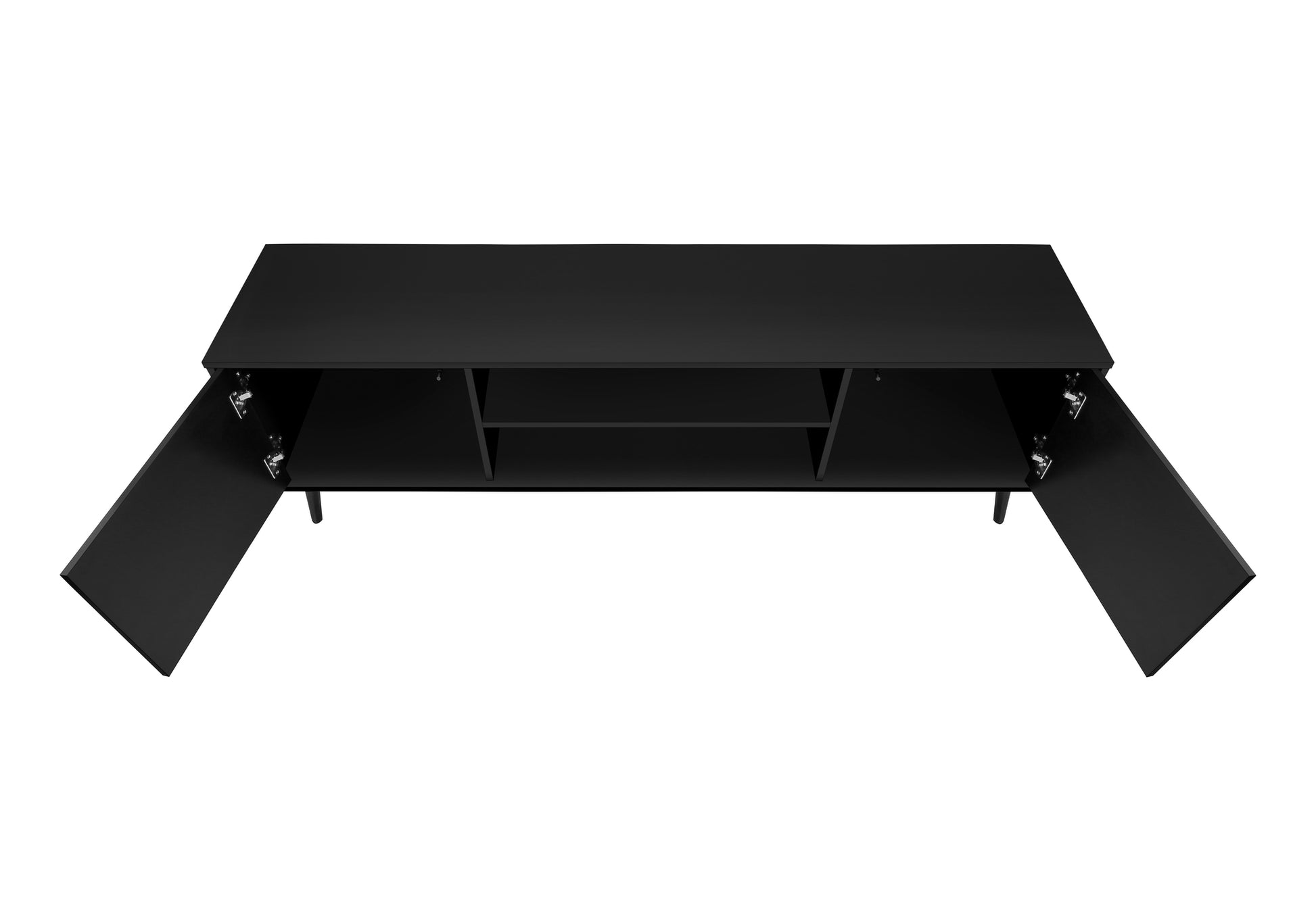 72” TV Stand with Cabinets and Shelf — Black & Brown