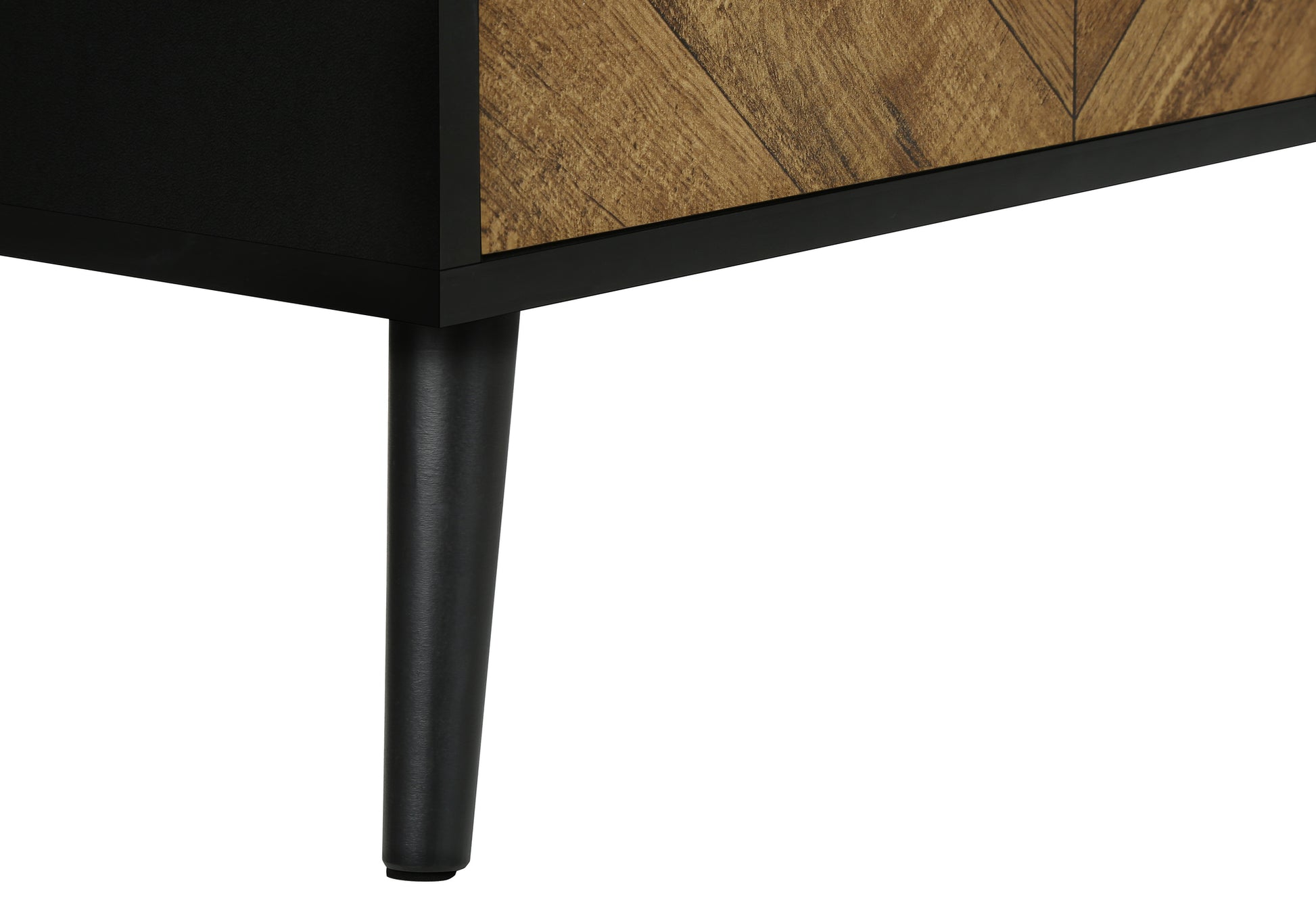 72” TV Stand with Cabinets and Shelf — Black & Brown