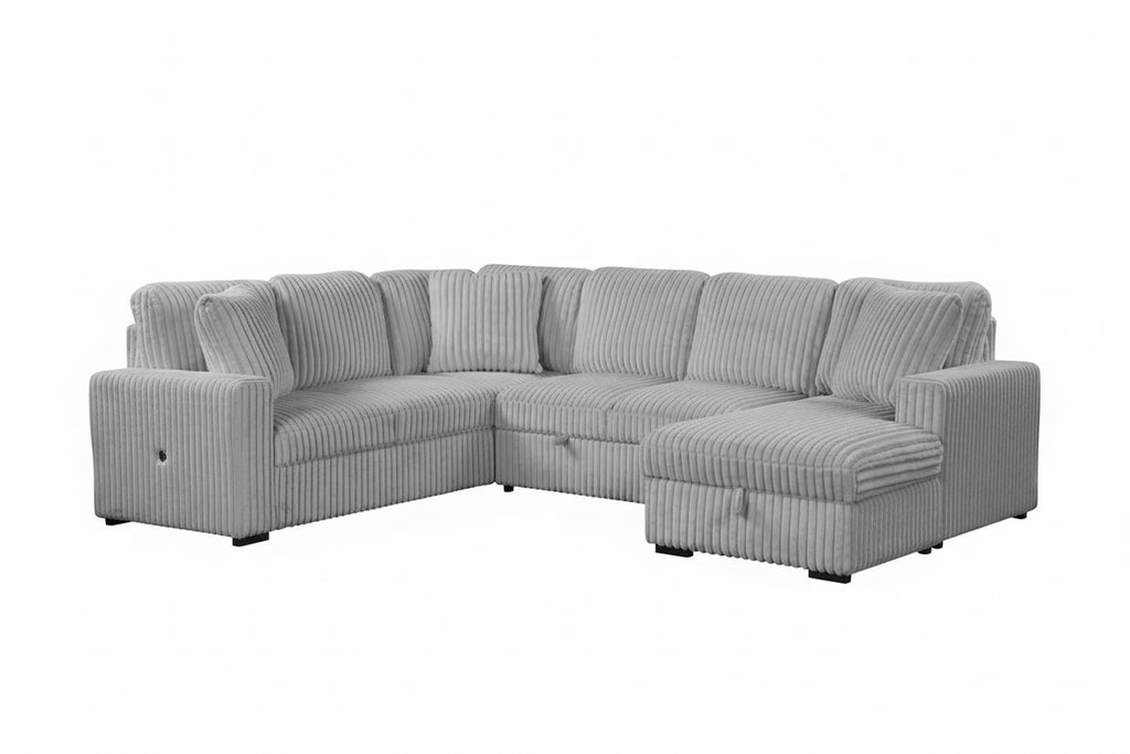 Corduroy sofa by MTL meubles et Matelas showcasing plush, textured fabric in a modern living room setting.