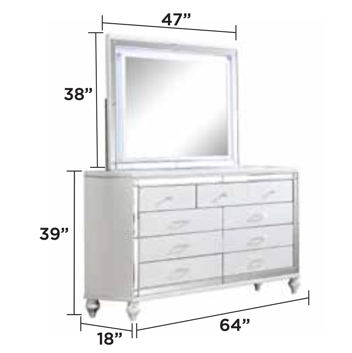 Elegant Bedroom Set King— White