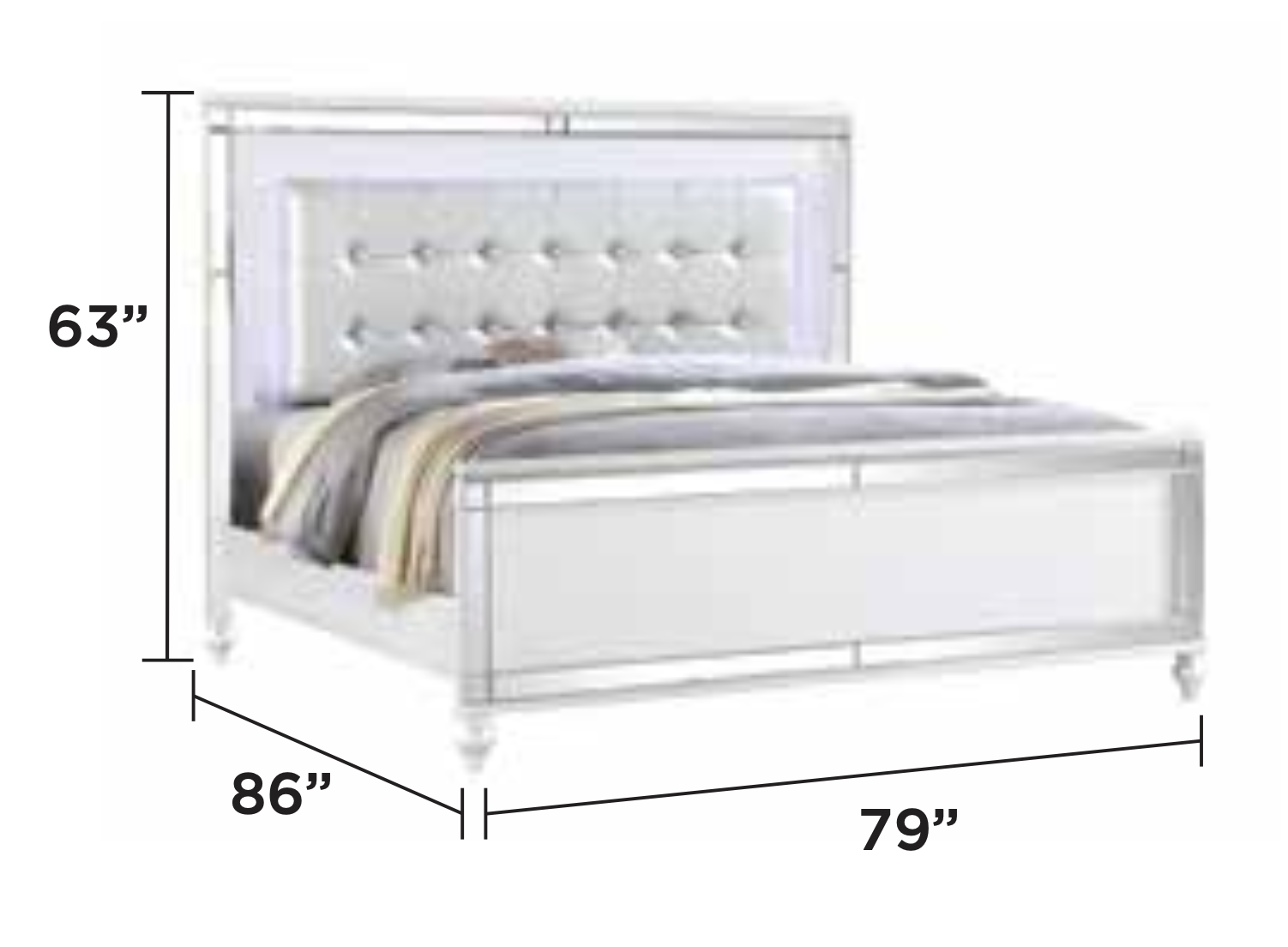 Elegant Bedroom Set King— White