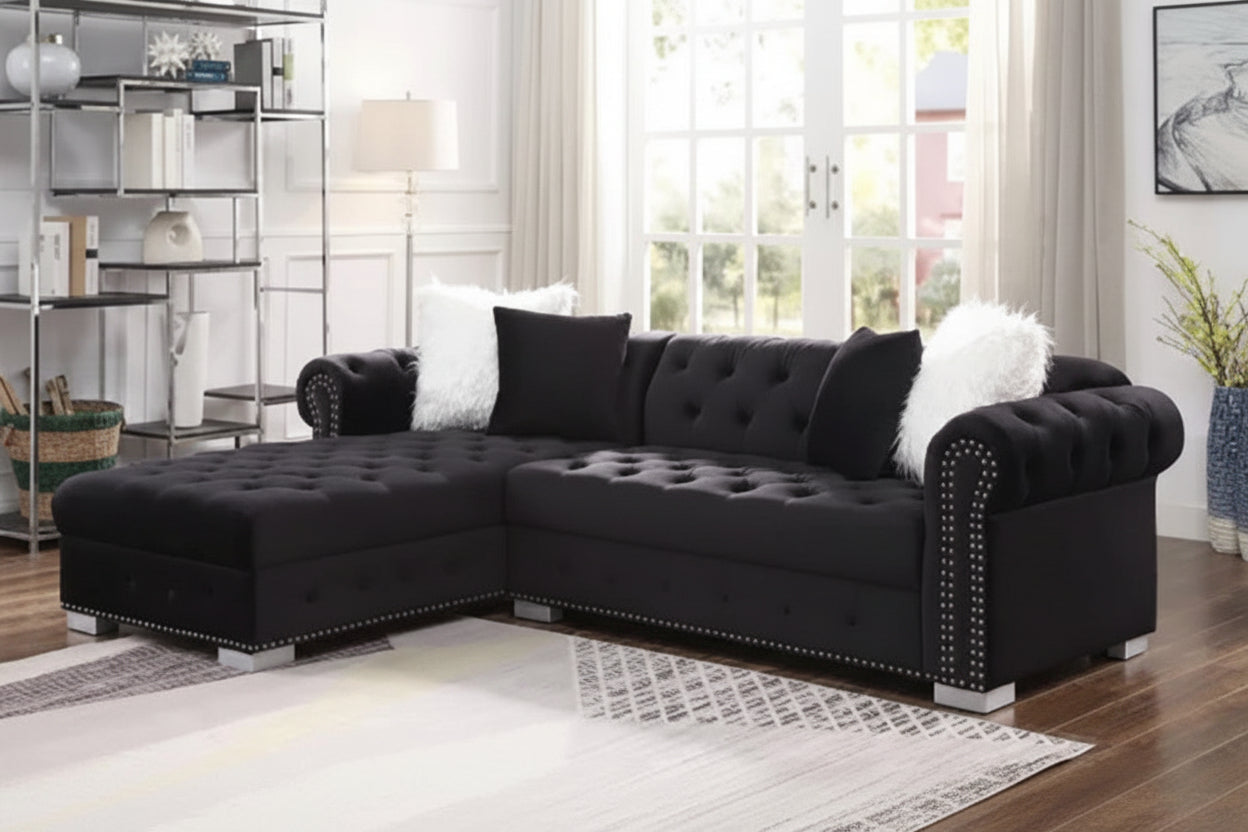 Sectional Sofa With Tufted Button Couch