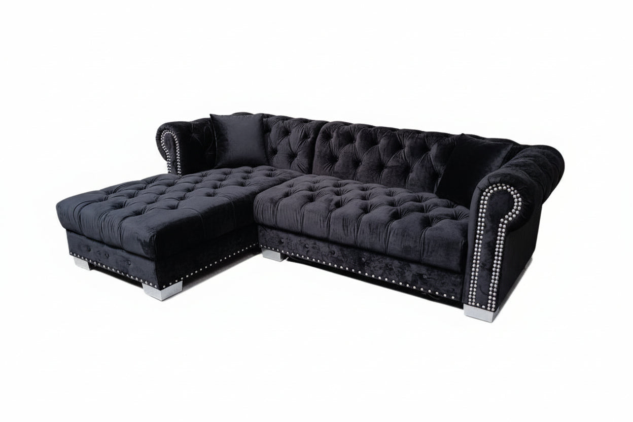 Sectional Sofa With Tufted Button Couch