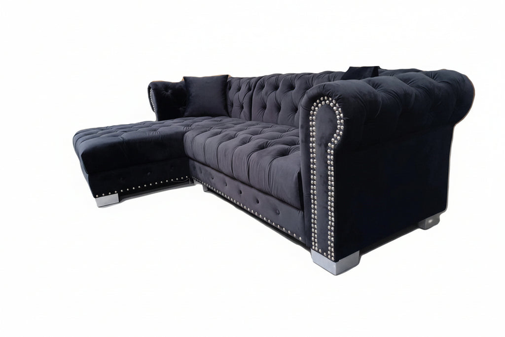 Sectional Sofa With Tufted Button Couch