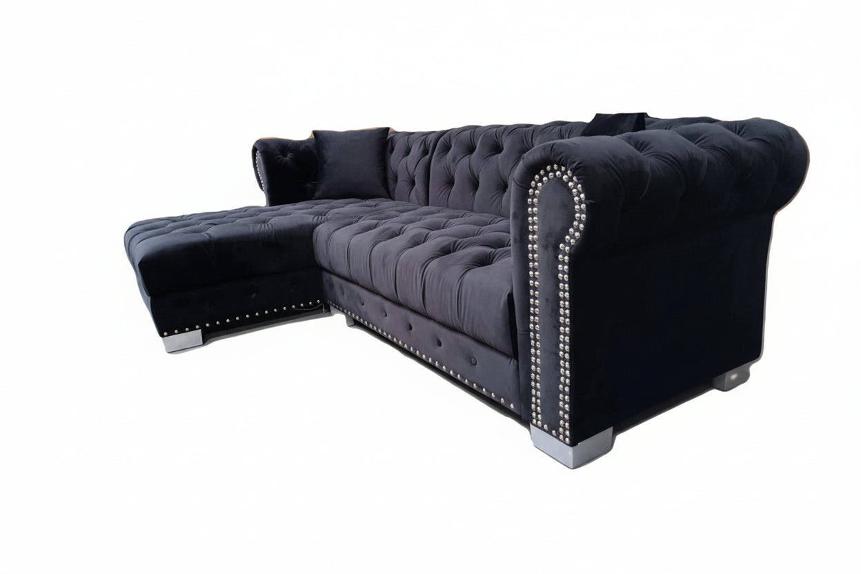Sectional Sofa With Tufted Button Couch