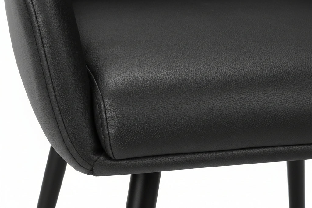 Ensemble salle à manger moderne 7 pièces – Table en faux marbre de 178 cm avec chaises noires