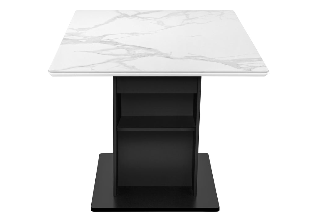 60" Modern White Stone Dining Table with Storage