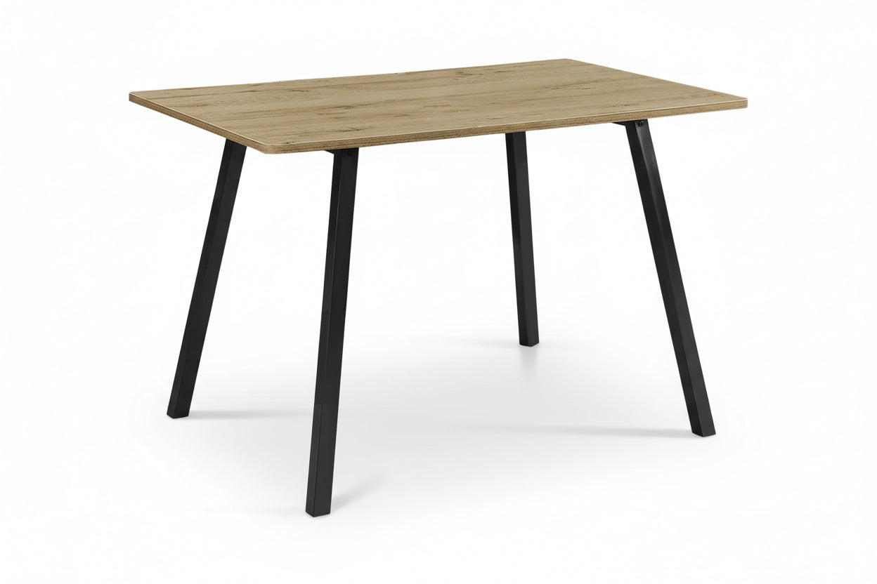 Modern 48-inch dining table by Meuble Divino featuring taupe tabletop and black metal legs, perfect for contemporary dining rooms.