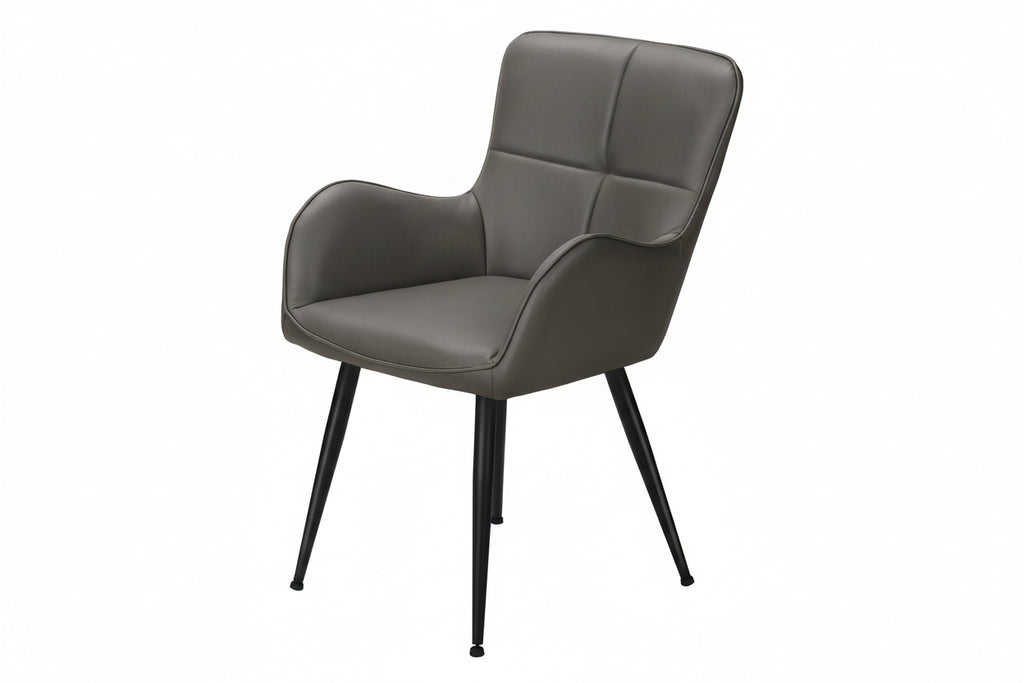 Set of 2 leather-look dining chairs with metal legs from Meuble Divino, showcasing modern design and comfortable seating.