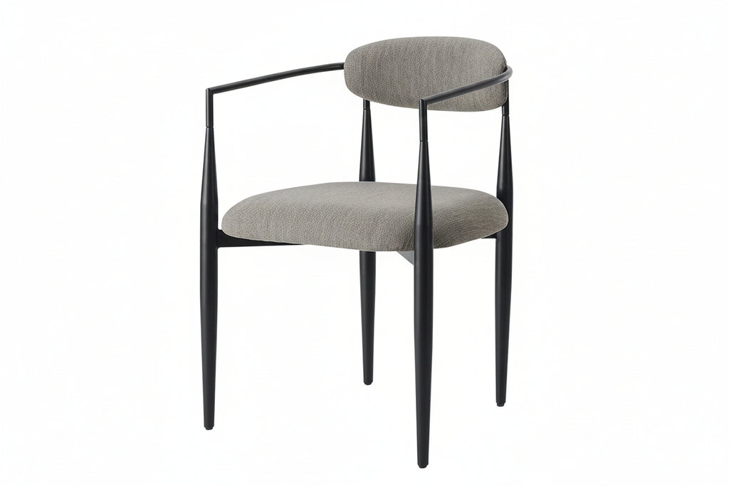 Chaises de salle à manger Nova en tissu gris avec pieds en métal noir – Lot de 2