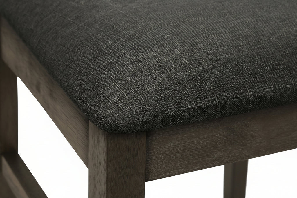 Ensemble de salle à manger rond 5 pièces gris antique avec chaises en tissu
