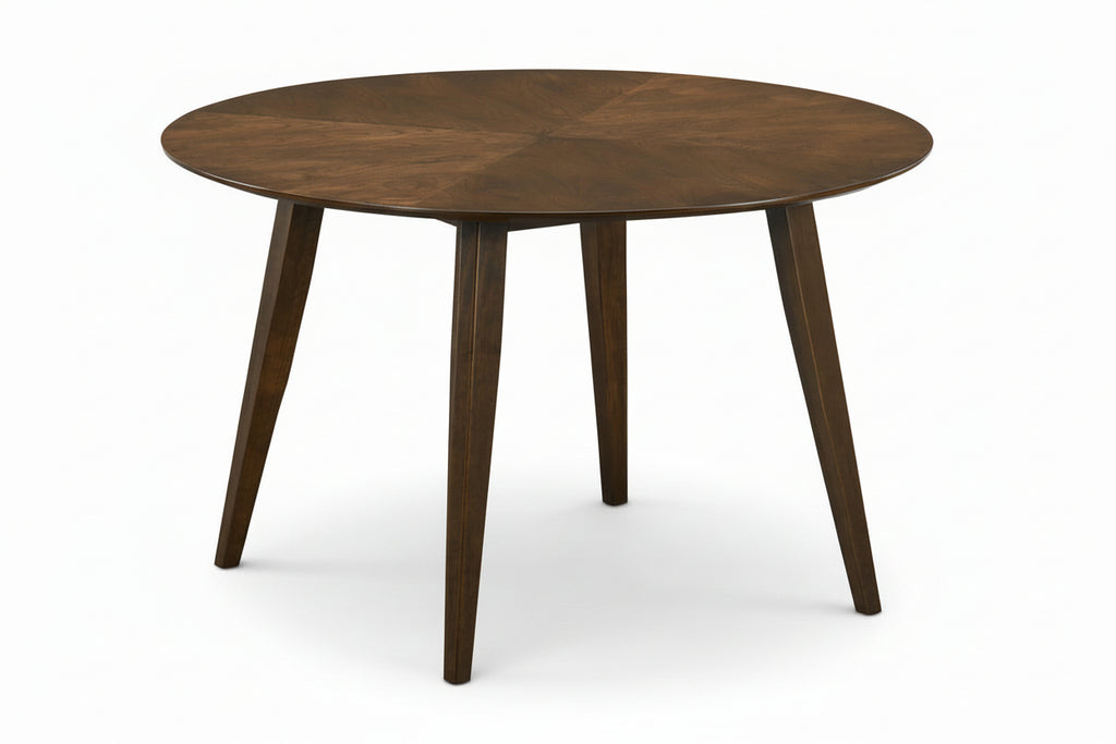 Round 48-inch dining table by Meuble Divino with a sleek wooden surface, ideal for modern dining spaces.