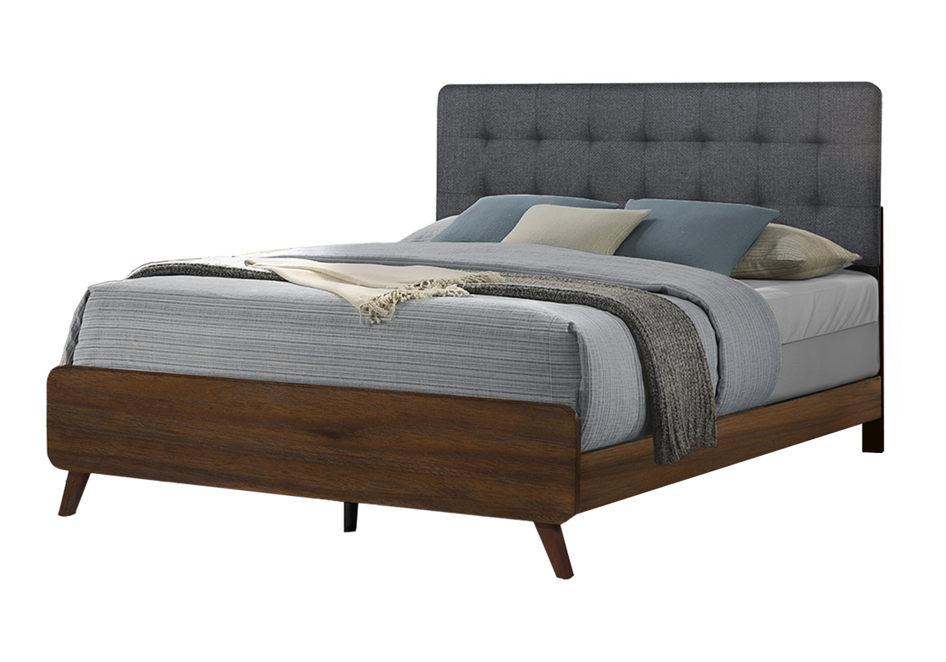 230 Grey Fabric Walnut Finish