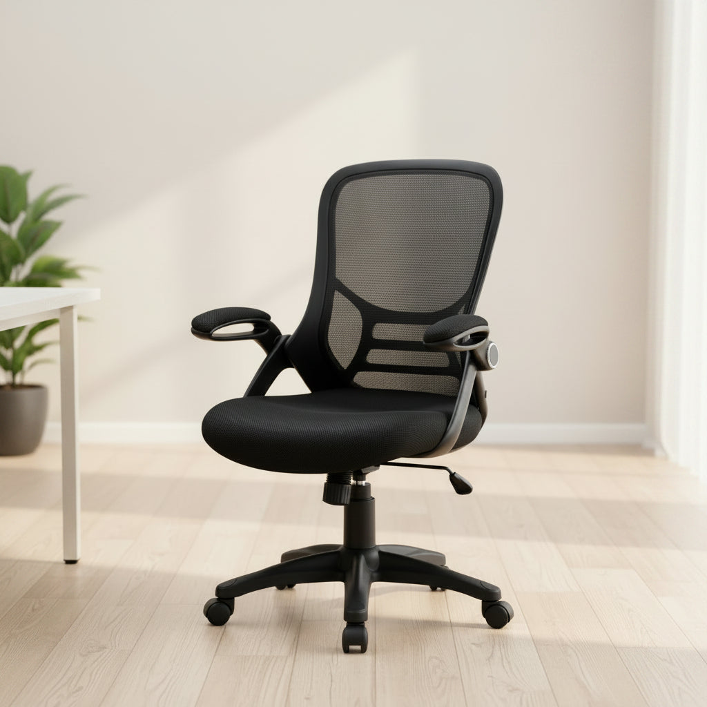Modern Ergonomic Mid-Back Mesh Office Chair with Flip-Up Armrests