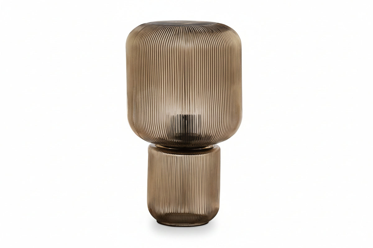 Tinted Ribbed Glass Table Lamp – 15.5"