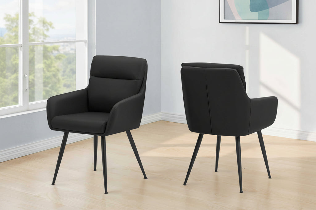 Ensemble salle à manger moderne 7 pièces – Table en faux marbre de 178 cm avec chaises noires