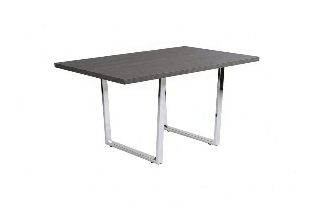 Table à manger moderne grise avec pieds chromés