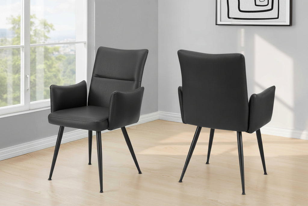 Ensemble de salle à manger moderne 7 pièces – Table en pierre blanche de 152 cm avec chaises rembourrées noires