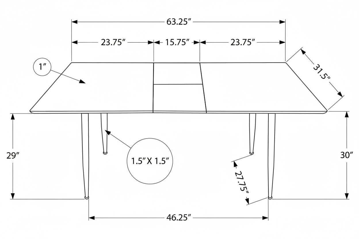 Table à manger extensible Aspen – Pierre frittée blanche avec pieds noirs inclinés