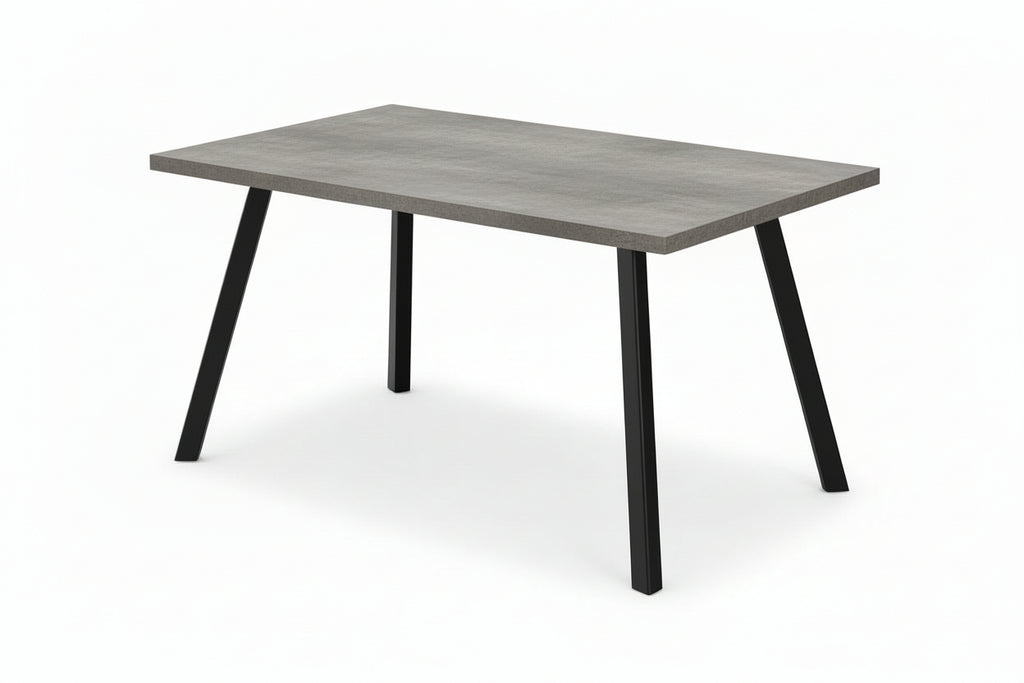 Grey dining table with a metal frame by Meuble Divino, showcasing a modern design and sturdy construction.
