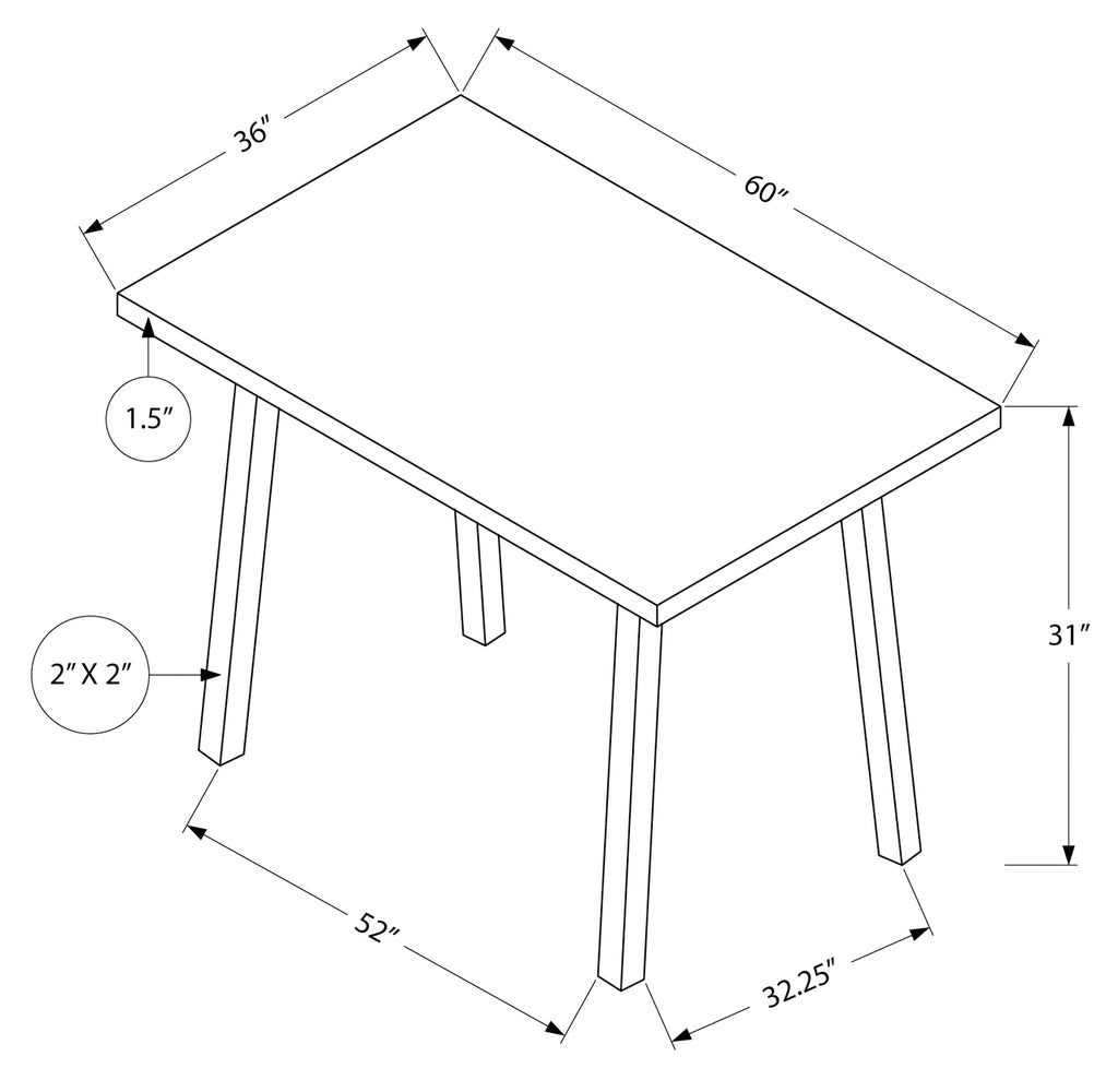 Grey dining table with metal frame by Meuble Divino, showcasing a modern tabletop and sturdy metal support structure.