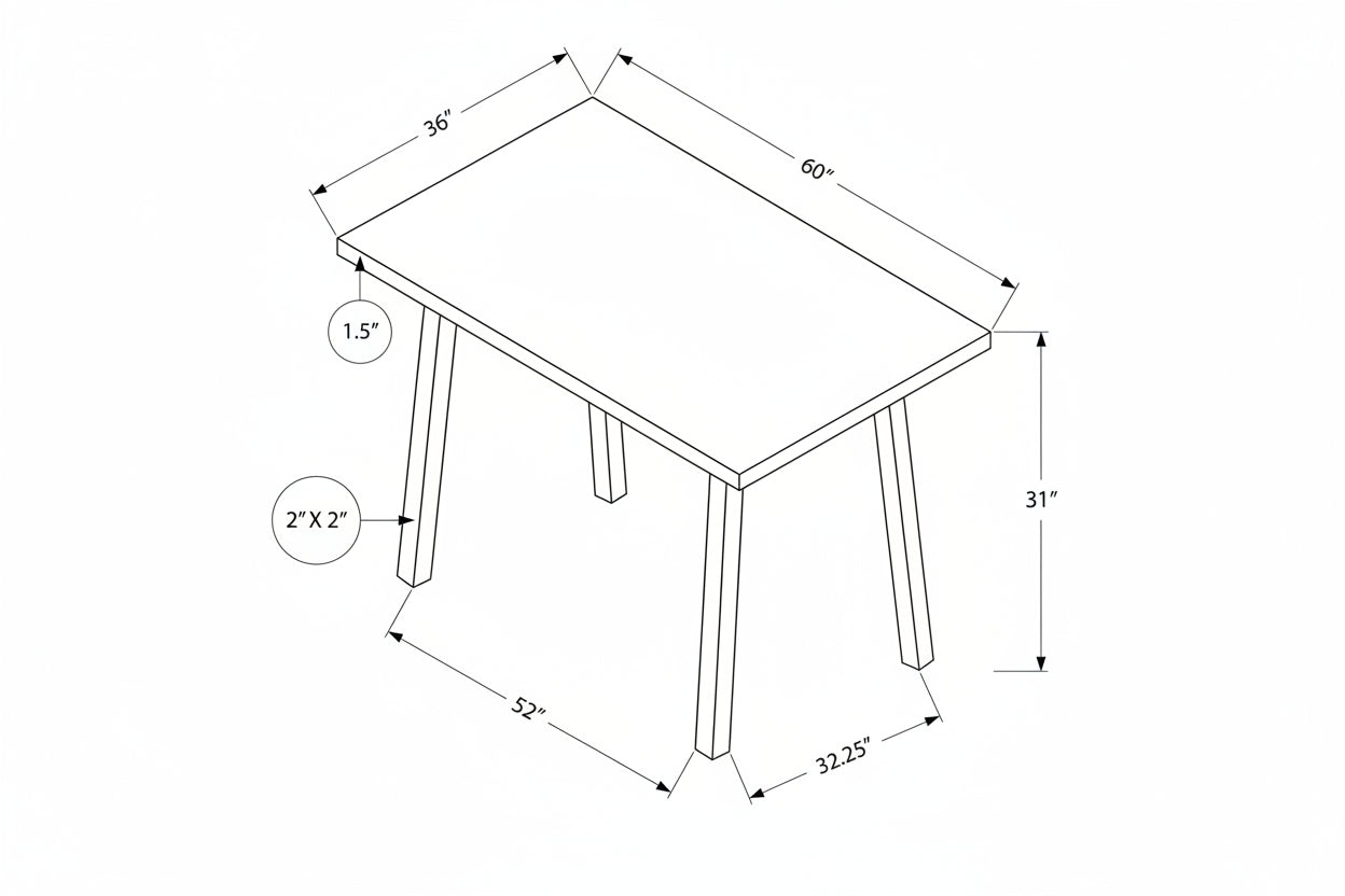Table à manger taupe aspect bois de 60" avec pieds en métal noir