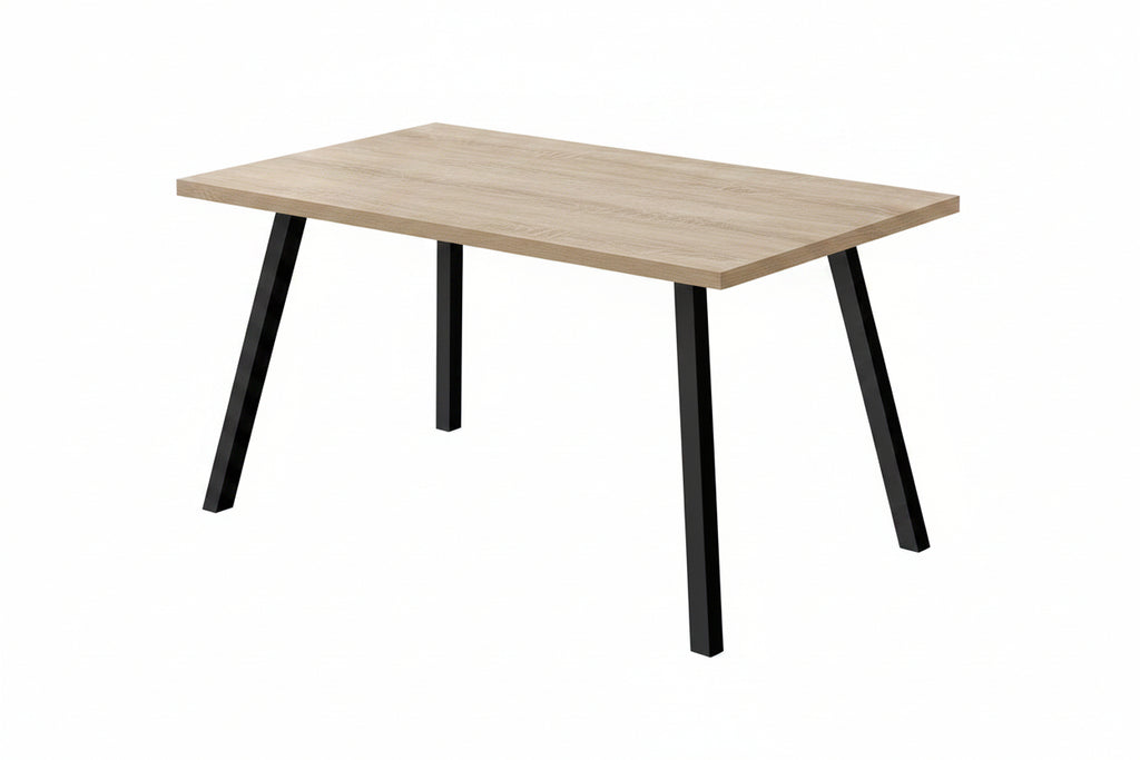 Table à manger taupe aspect bois de 60" avec pieds en métal noir