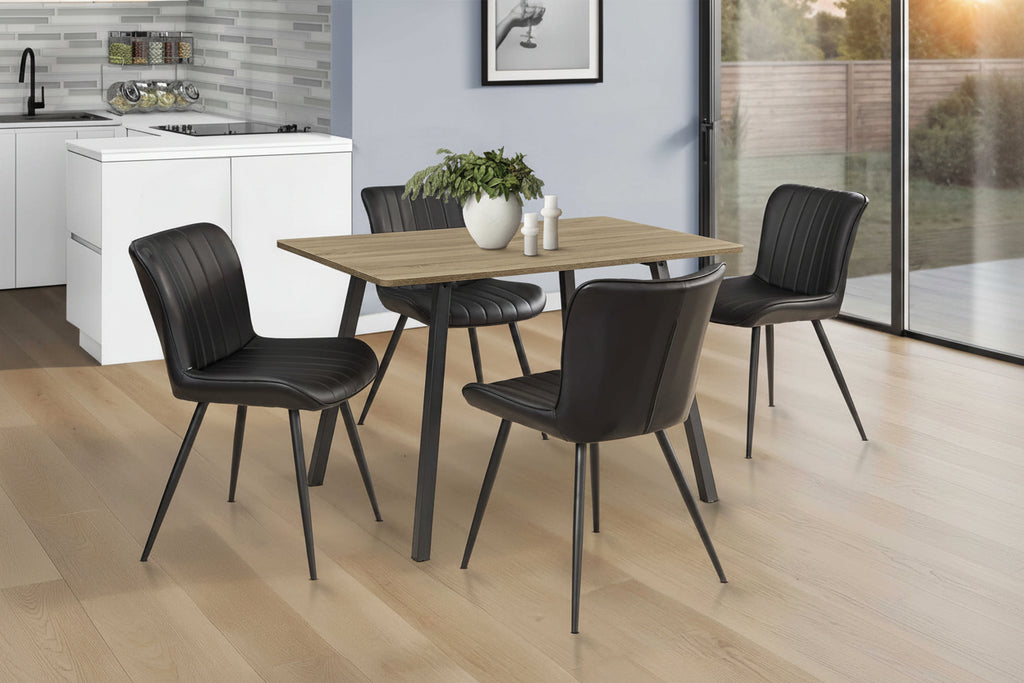 Ensemble de salle à manger moderne 5 pièces – Table taupe de 122 cm avec chaises noires
