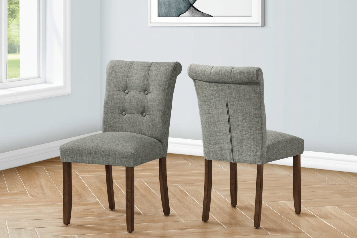 Blue or grey fabric dining set with four chairs from Meuble Divino, featuring a modern design and comfortable seating.