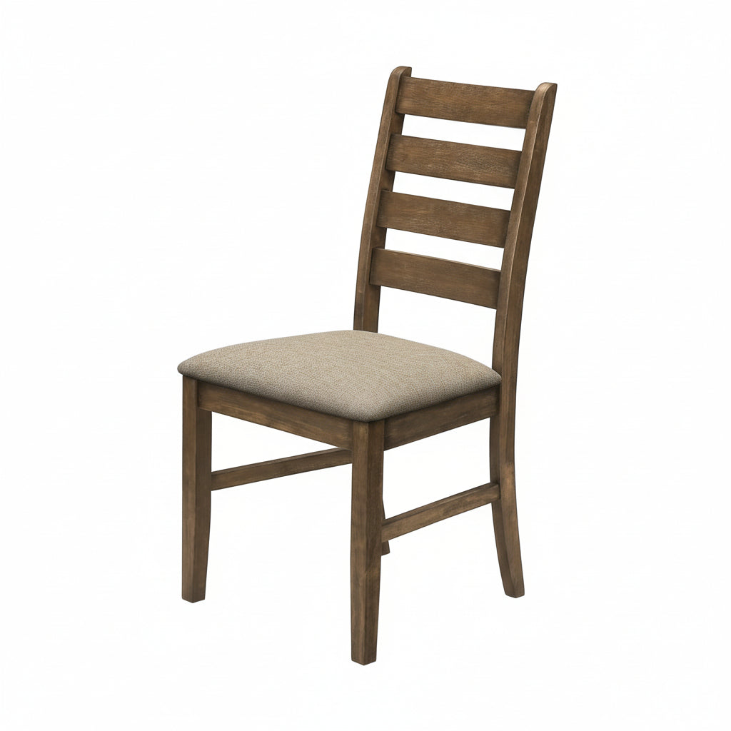 Pair of upholstered dining chairs from Meuble Divino, set of 2, with cushioned seats and wooden legs.