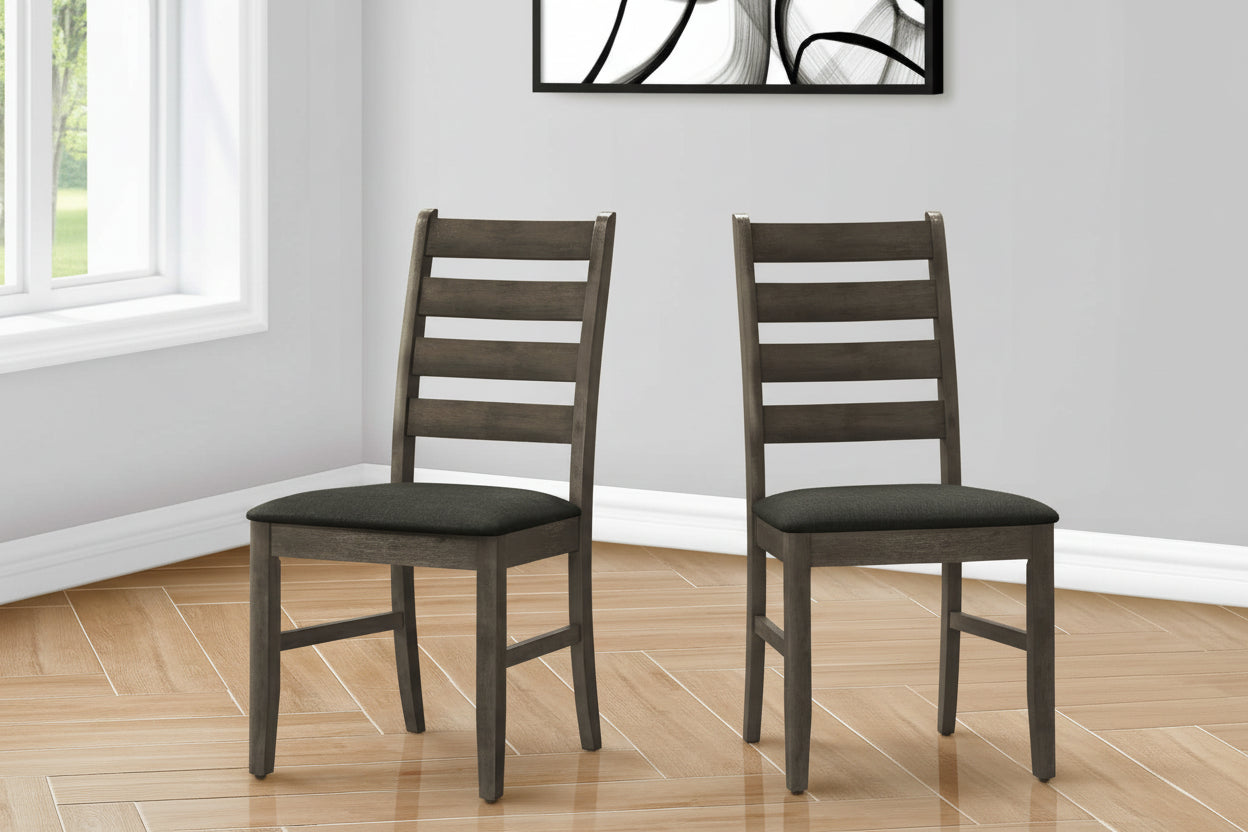 Antique grey 60-inch dining table with upholstered chairs, elegant Meuble Divino dining set for a stylish kitchen or dining room.