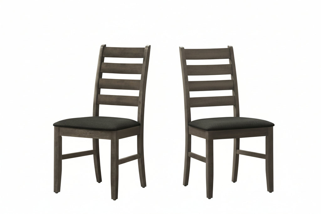 Pair of upholstered dining chairs by Meuble Divino, set of 2, featuring cushioned seats and stylish fabric upholstery.