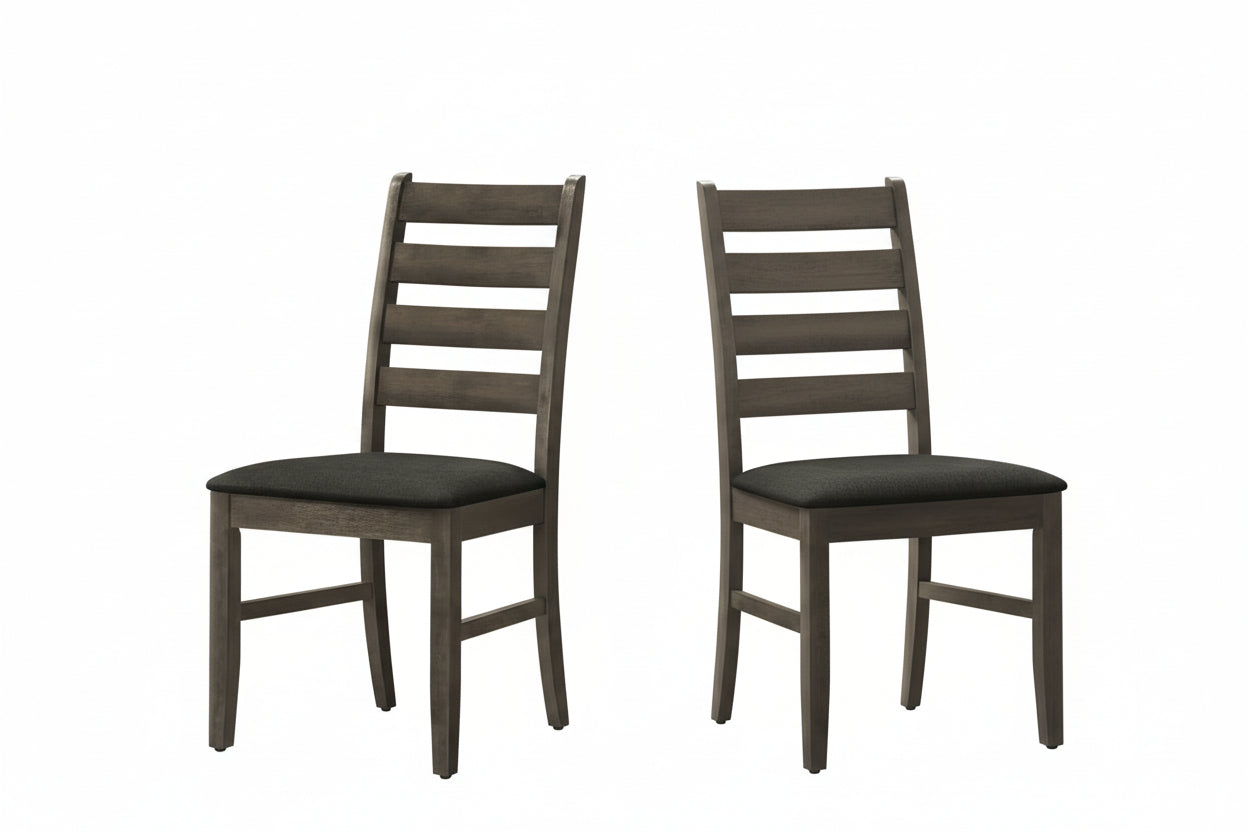 Pair of upholstered dining chairs by Meuble Divino, set of 2, featuring cushioned seats and stylish fabric upholstery.