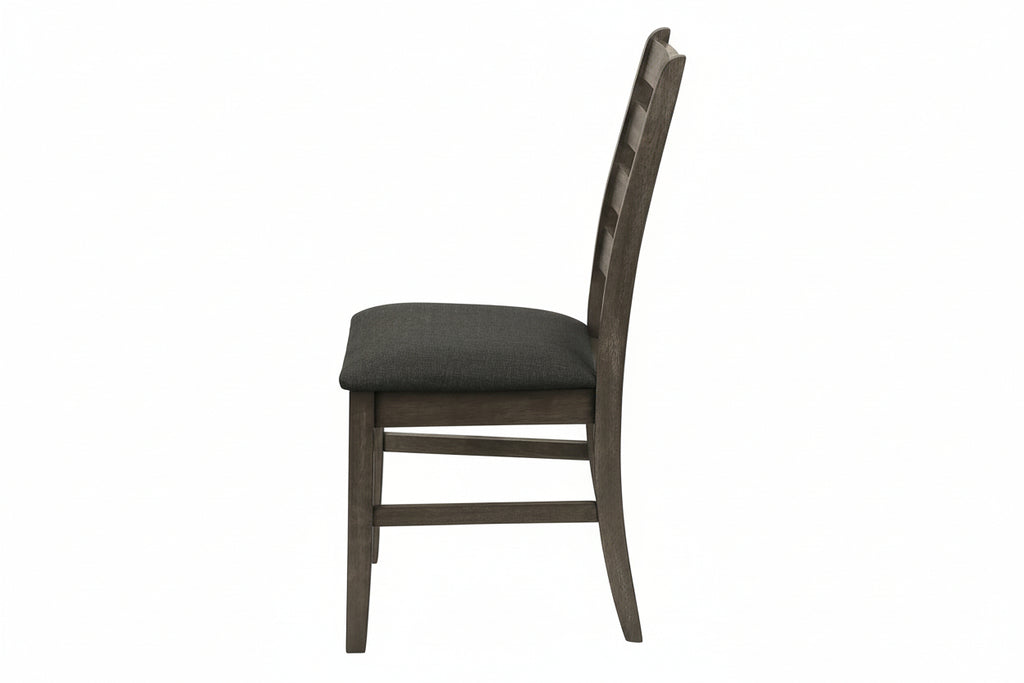 60-inch antique grey dining table set with upholstered chairs by Meuble Divino, showcasing elegant wood finish and comfortable seating