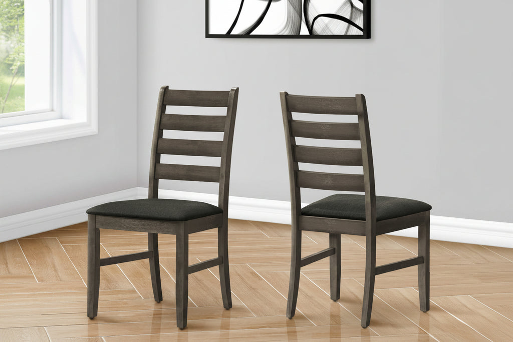 Ensemble de salle à manger rond 5 pièces gris antique avec chaises en tissu