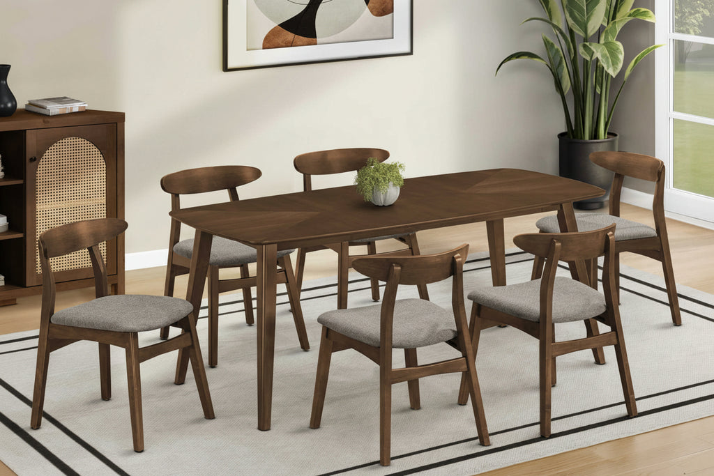 72-inch Mid-Century Modern dining table by Meuble Divino, showcasing sleek wooden surface and tapered legs.
