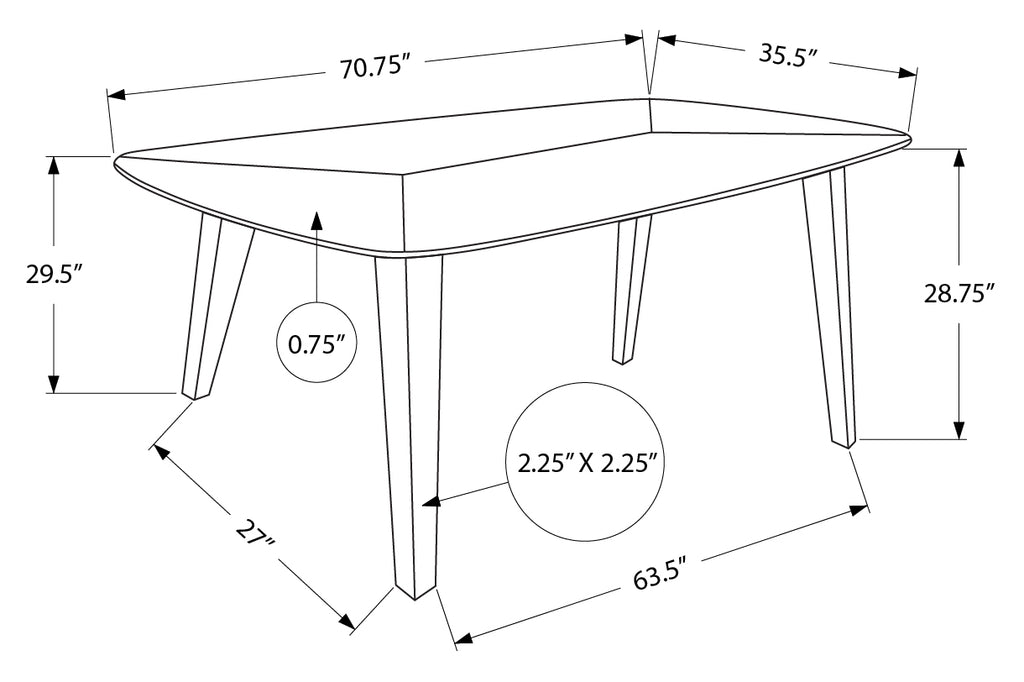 Mid-century modern 72-inch dining table by Meuble Divino with sleek wooden finish and sturdy legs.
