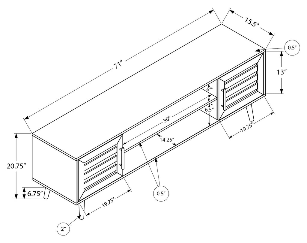 Modern Meuble Divino TV stand with sleek wood finish and open shelving for media devices.