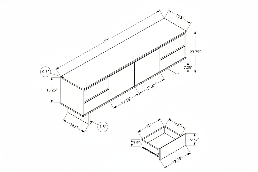 Meuble TV 183 cm Sable Wood