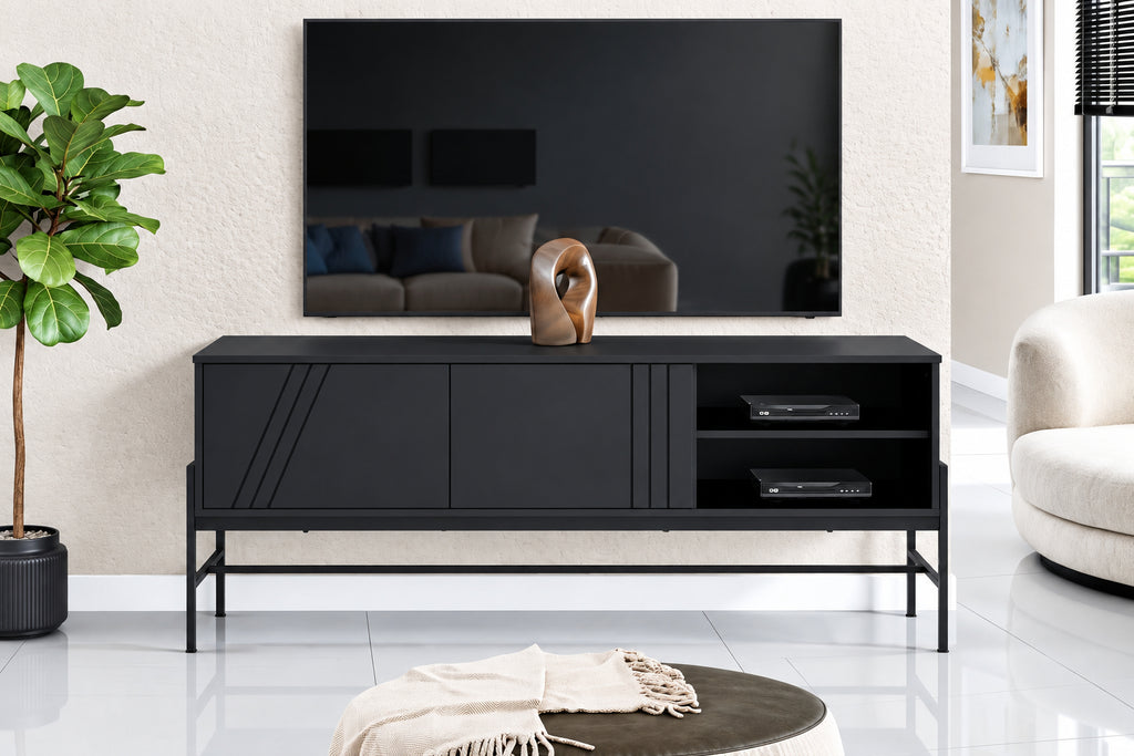 Contemporary 60-inch TV stand and media console by Meuble Divino with sleek design and spacious storage compartments.